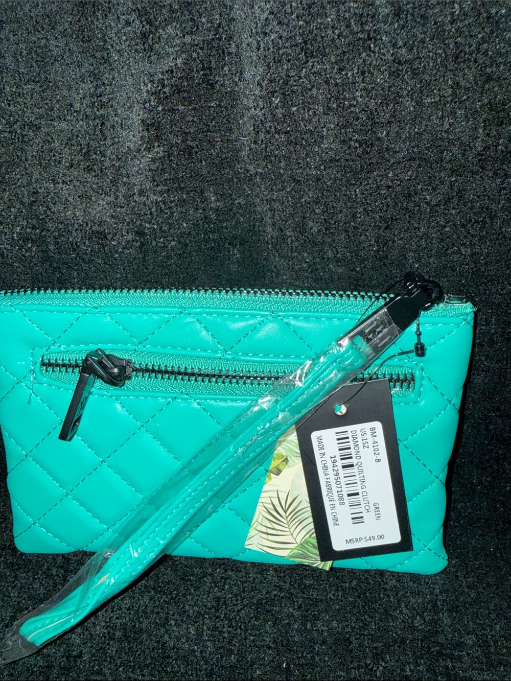 Badgley Mischka Quilted Wristlet Clutch in Teal